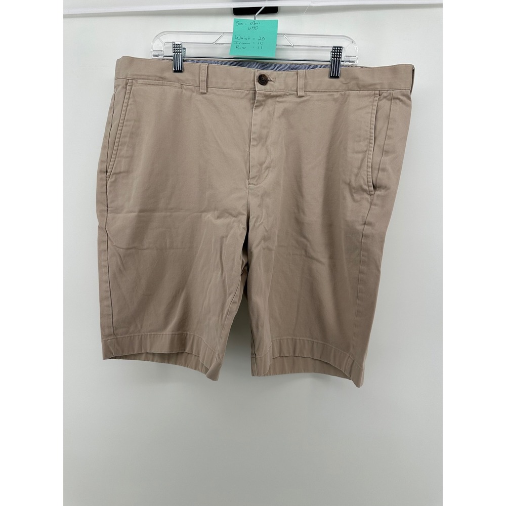 Brooks Brothers 1818 Men Khaki Tan Chino Shorts W40 Stretch Cotton Flat Front